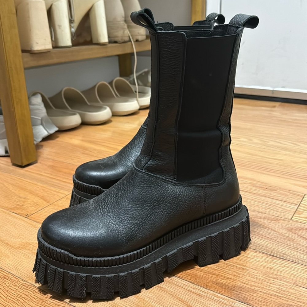 ASOS chunky black platform mid-calf boots, Women’s size 9